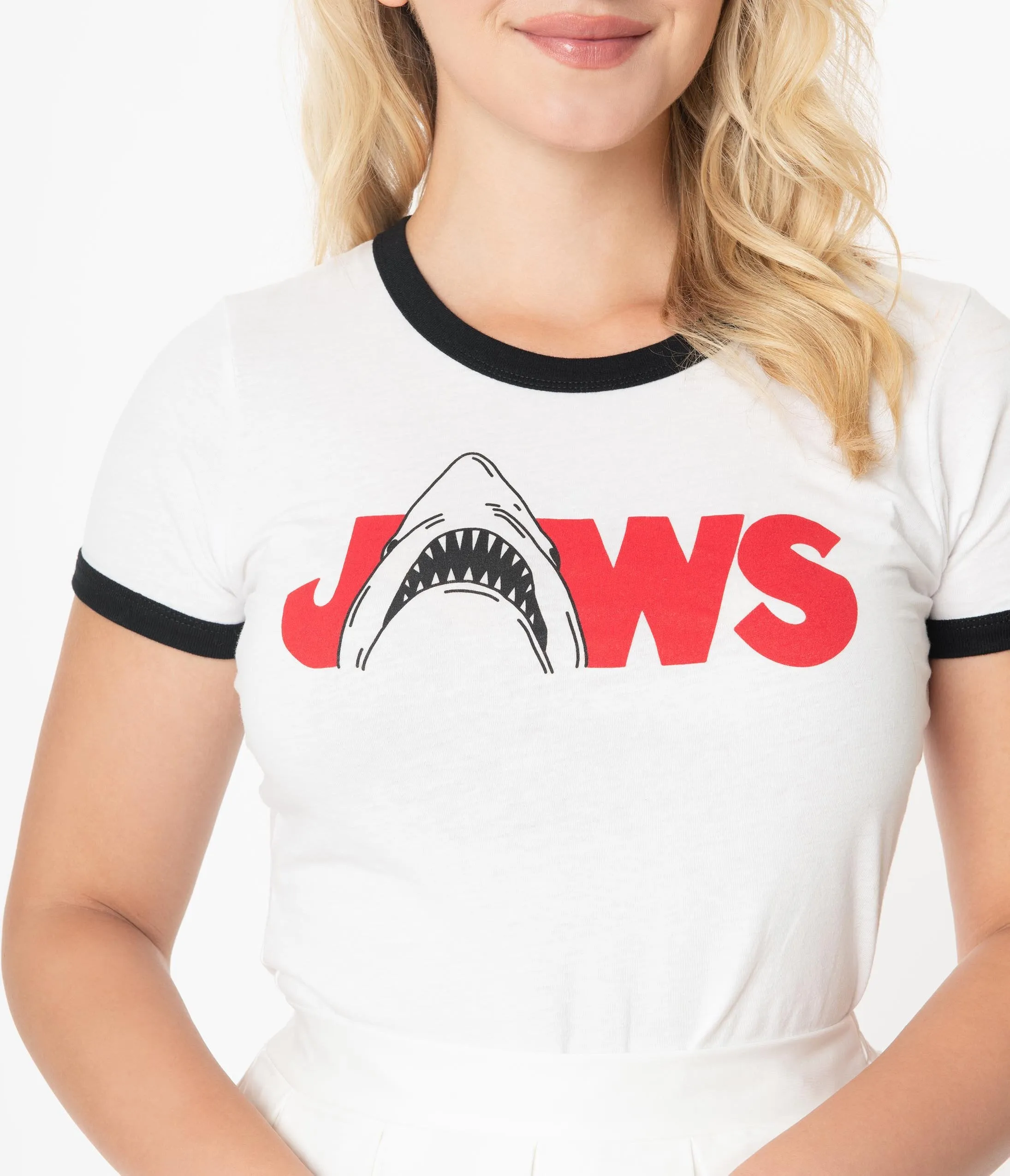 Jaws x Unique Vintage Movie Logo Womens Tee