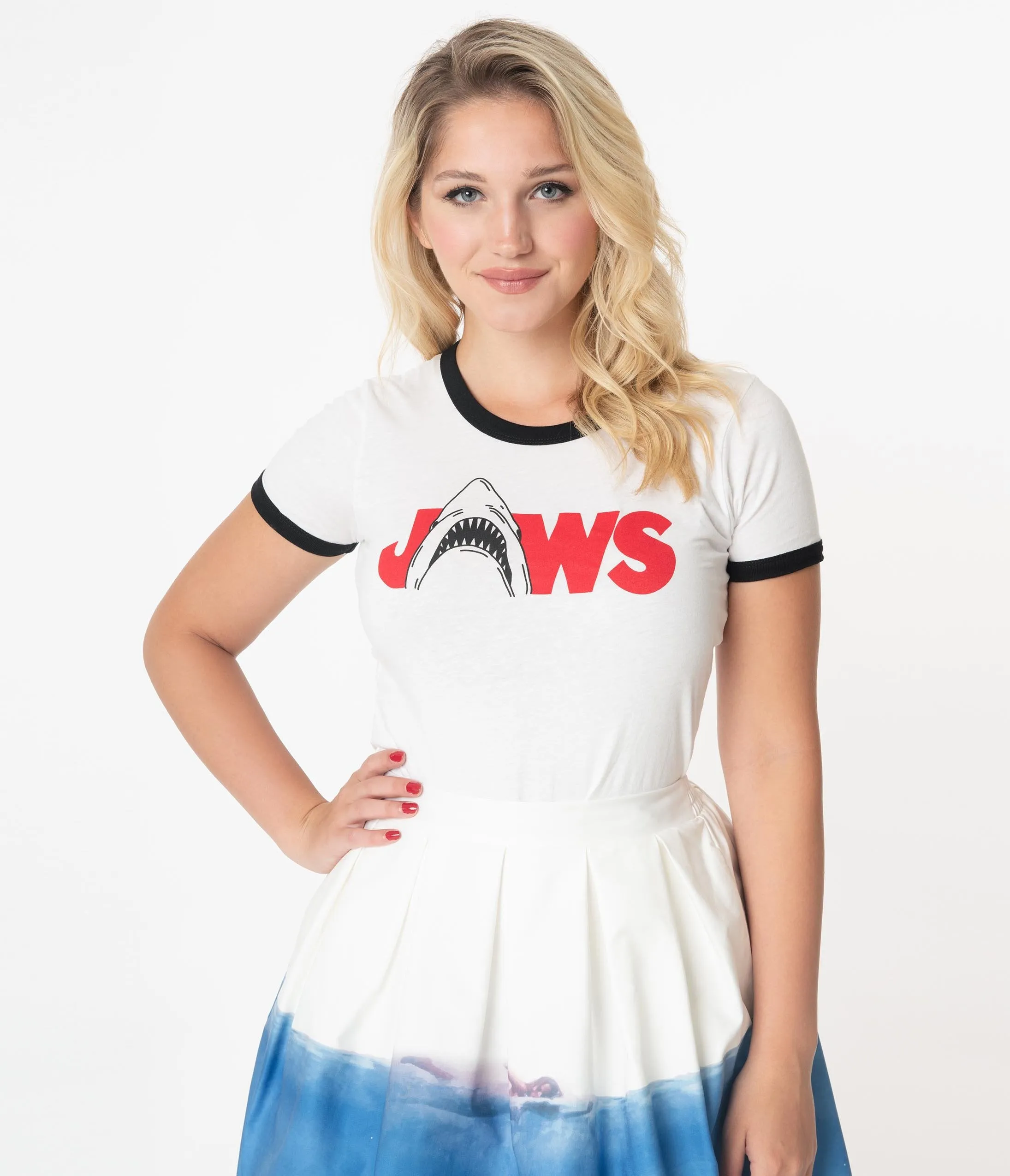 Jaws x Unique Vintage Movie Logo Womens Tee