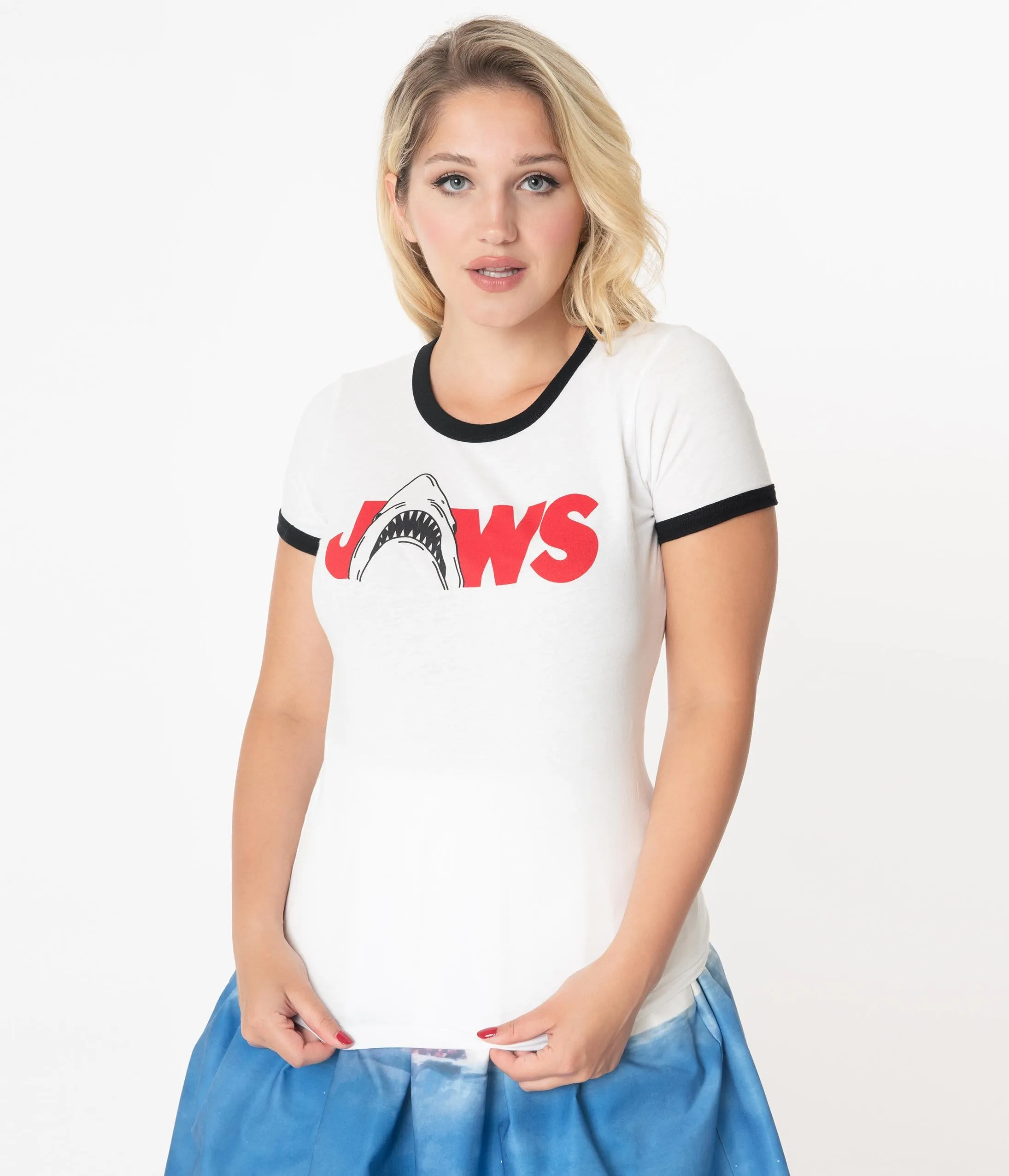 Jaws x Unique Vintage Movie Logo Womens Tee