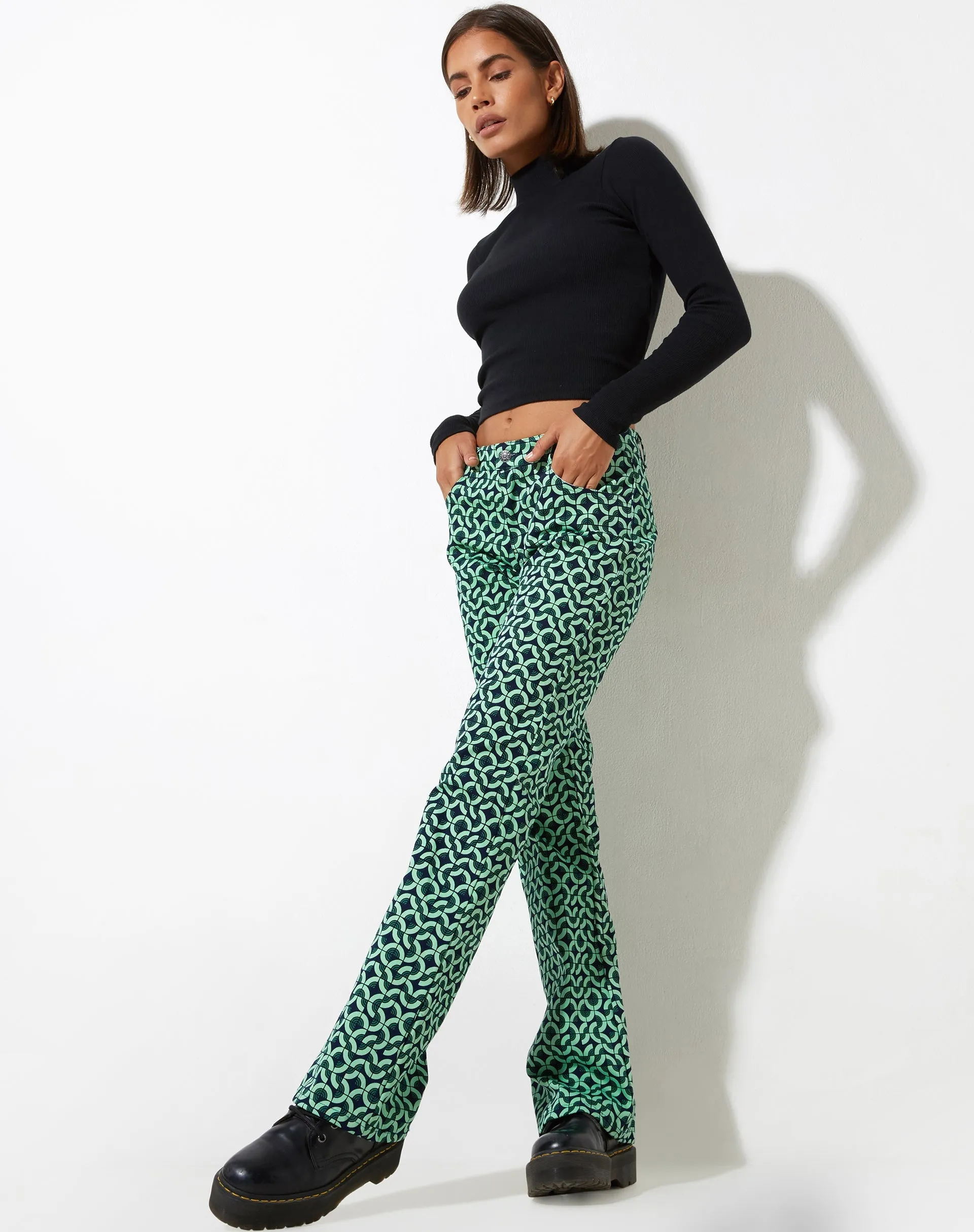 Jopan Trouser in Retro Tile Green