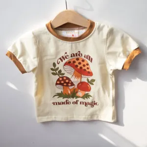 Kids Retro Graphic Tee With Mushrooms