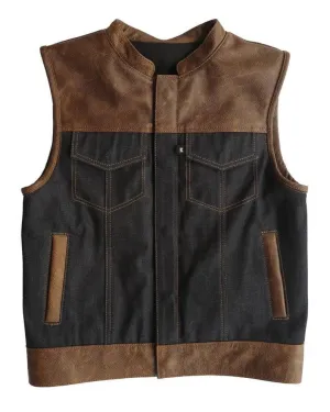 Leather Vest Brown Leather Vest Denim Black Vest Hunt Man Biker Vest Motorcycle Vest Rider Classic Vest Brown Waistcoat Motorcycle