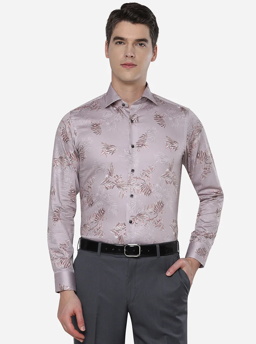 Lilac Printed Slim Fit Party Wear Shirt | Wyre