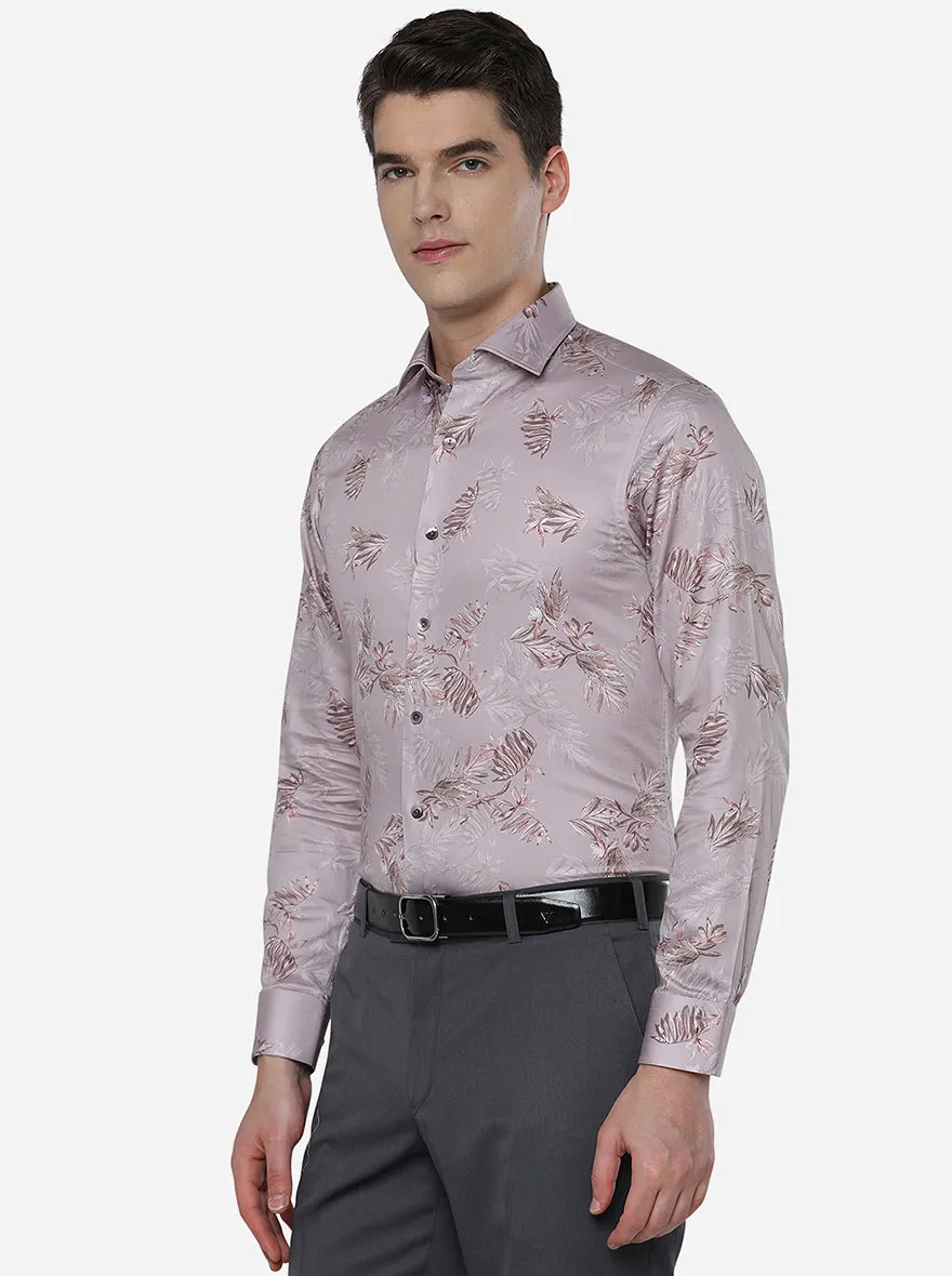 Lilac Printed Slim Fit Party Wear Shirt | Wyre