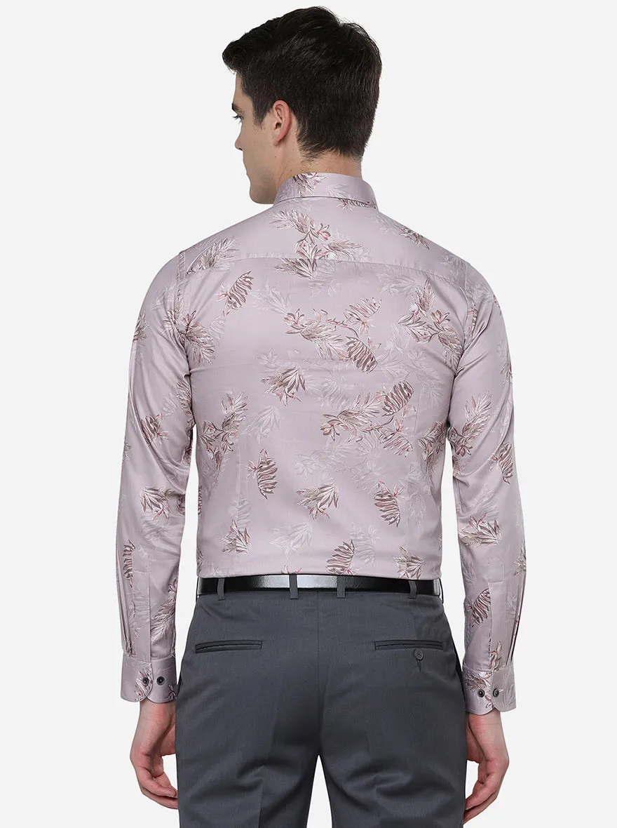 Lilac Printed Slim Fit Party Wear Shirt | Wyre