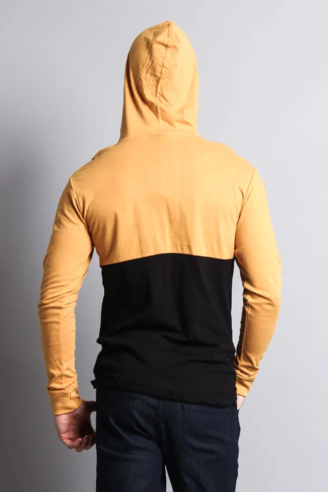 Long Sleeve Color Block Hooded Tee