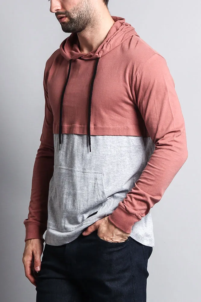 Long Sleeve Color Block Hooded Tee