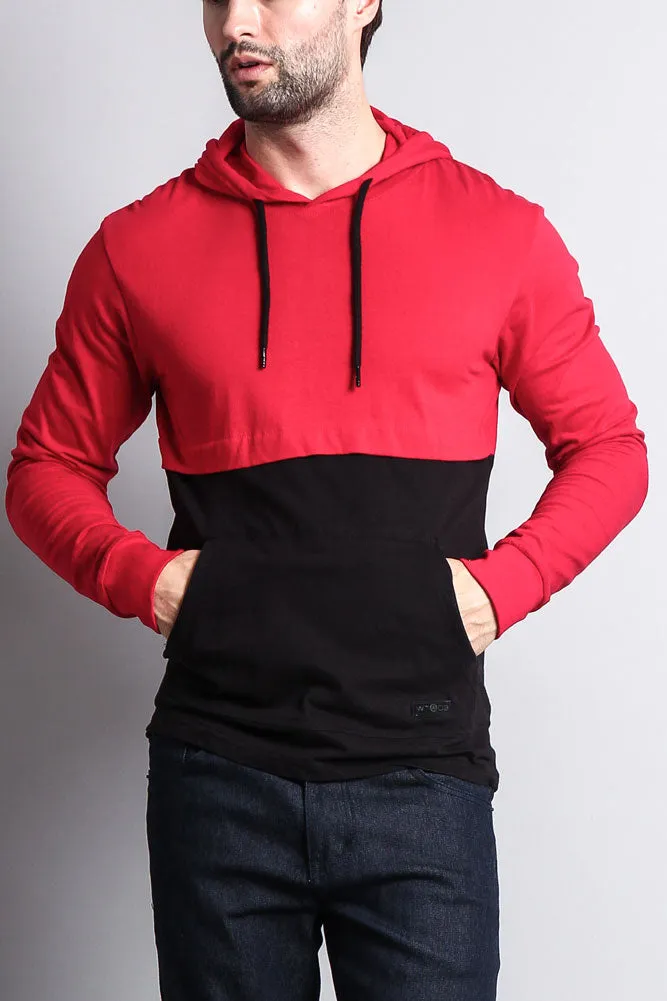 Long Sleeve Color Block Hooded Tee