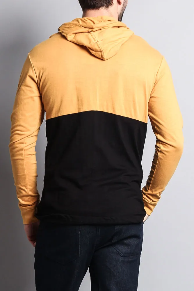 Long Sleeve Color Block Hooded Tee