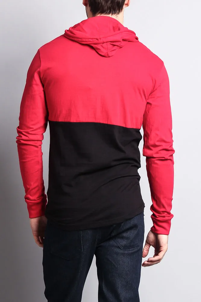 Long Sleeve Color Block Hooded Tee