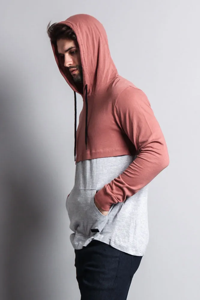 Long Sleeve Color Block Hooded Tee