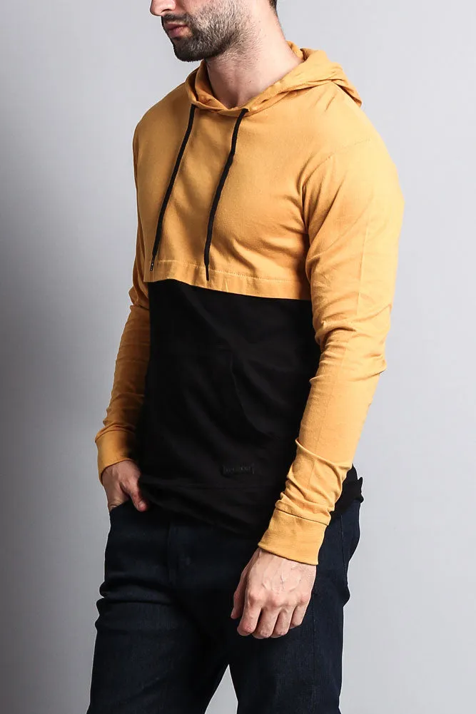 Long Sleeve Color Block Hooded Tee