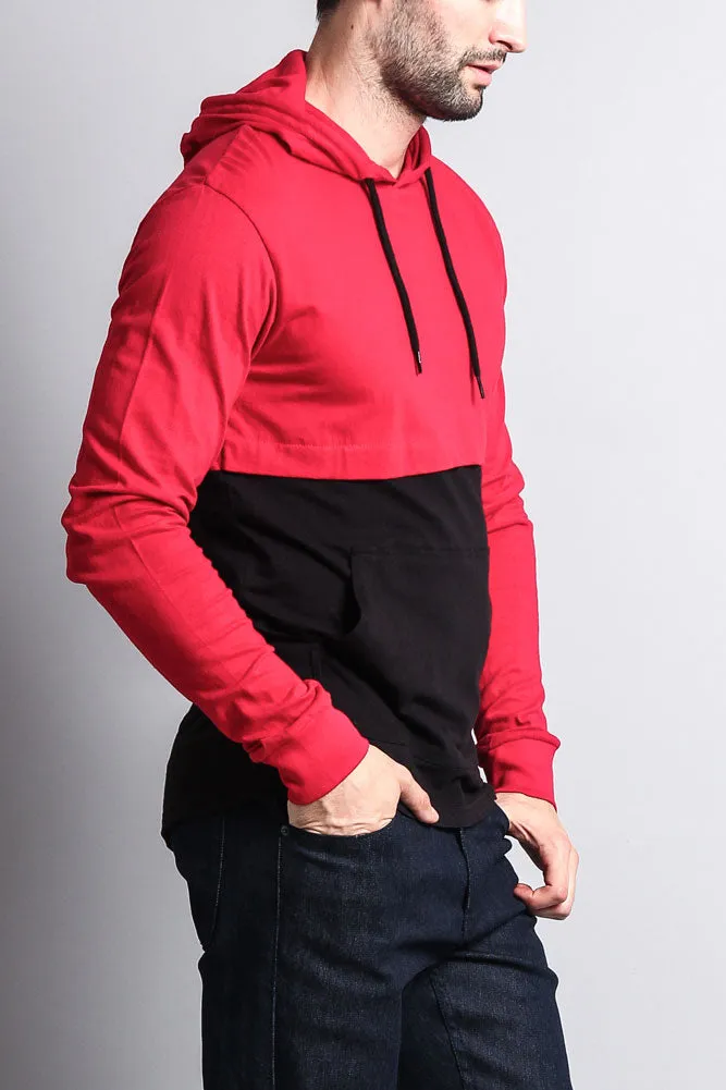 Long Sleeve Color Block Hooded Tee