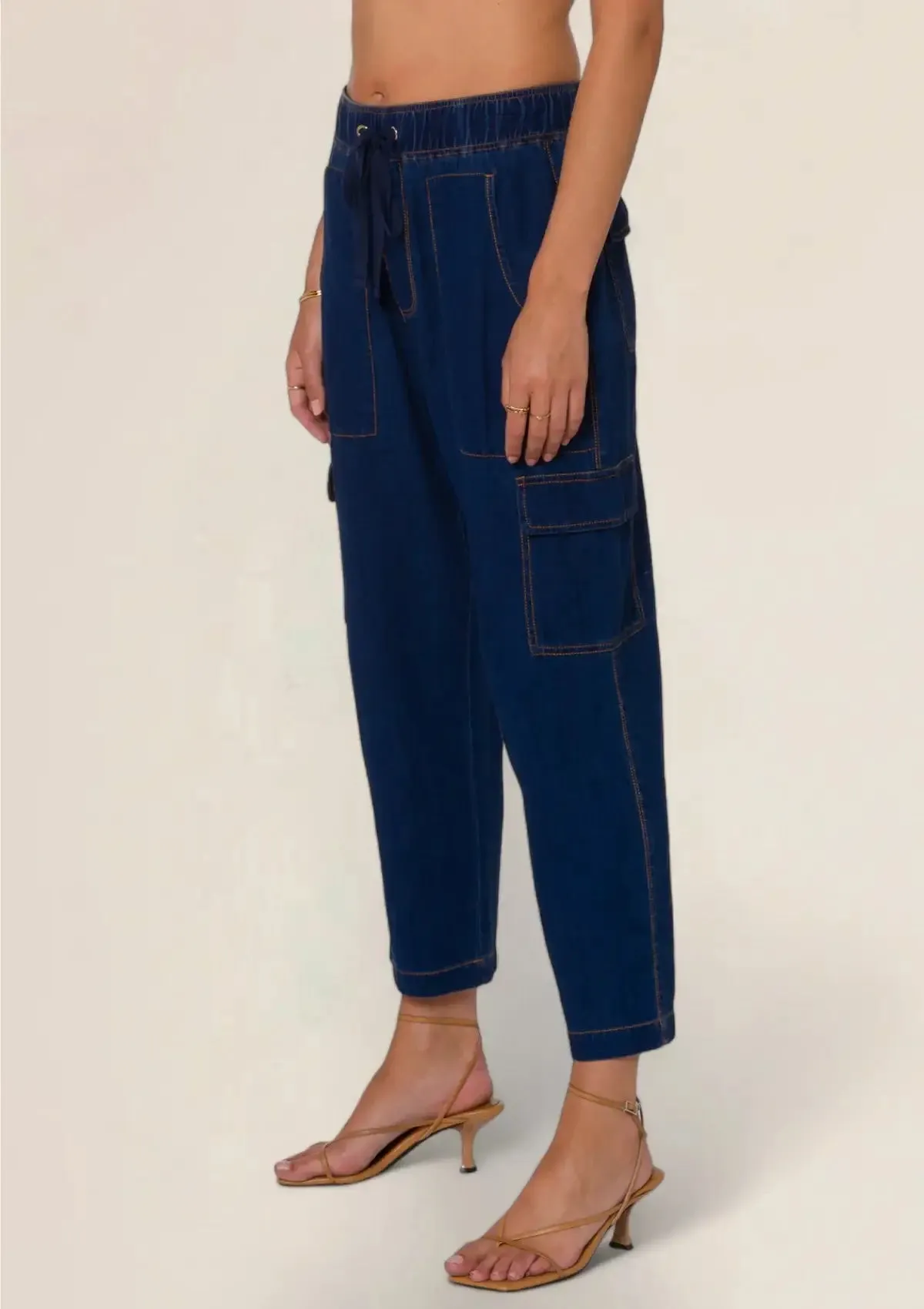 Lunay Pull-On Pants With Pockets - Dark Blue