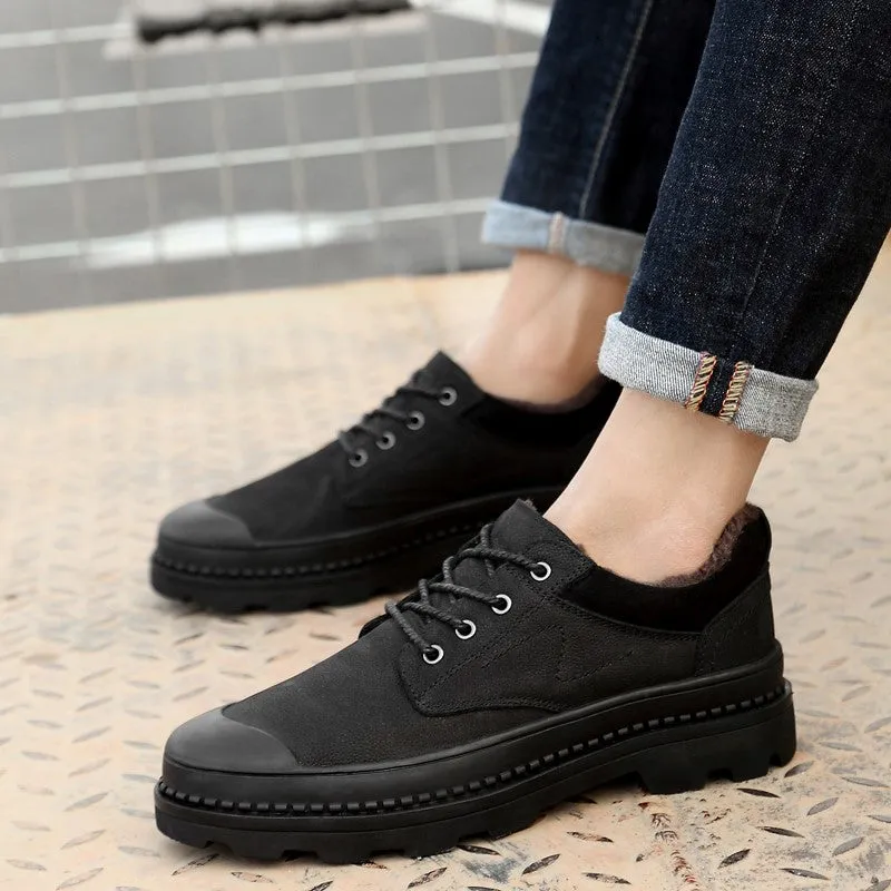 Man's leather popular joker anti-skid platform casual shoes