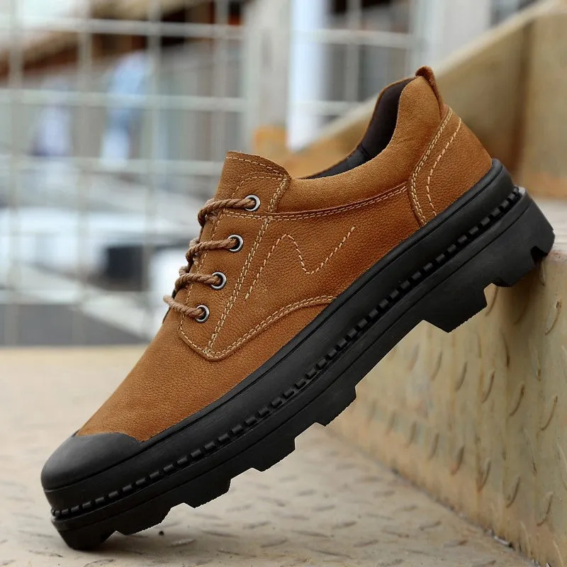 Man's leather popular joker anti-skid platform casual shoes