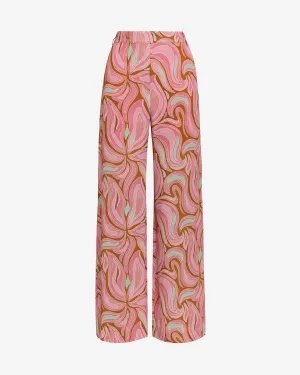 MARBLE GEORGETTE TROUSERS - PINK/BROWN/MINT