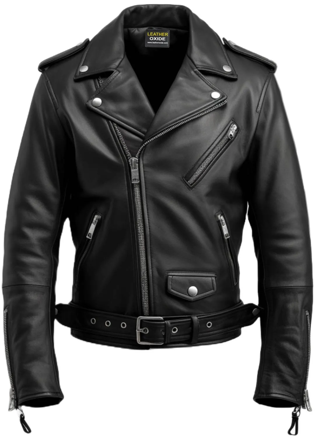 Men Black Biker Leather Jacket - Biker Leather Jacket Black