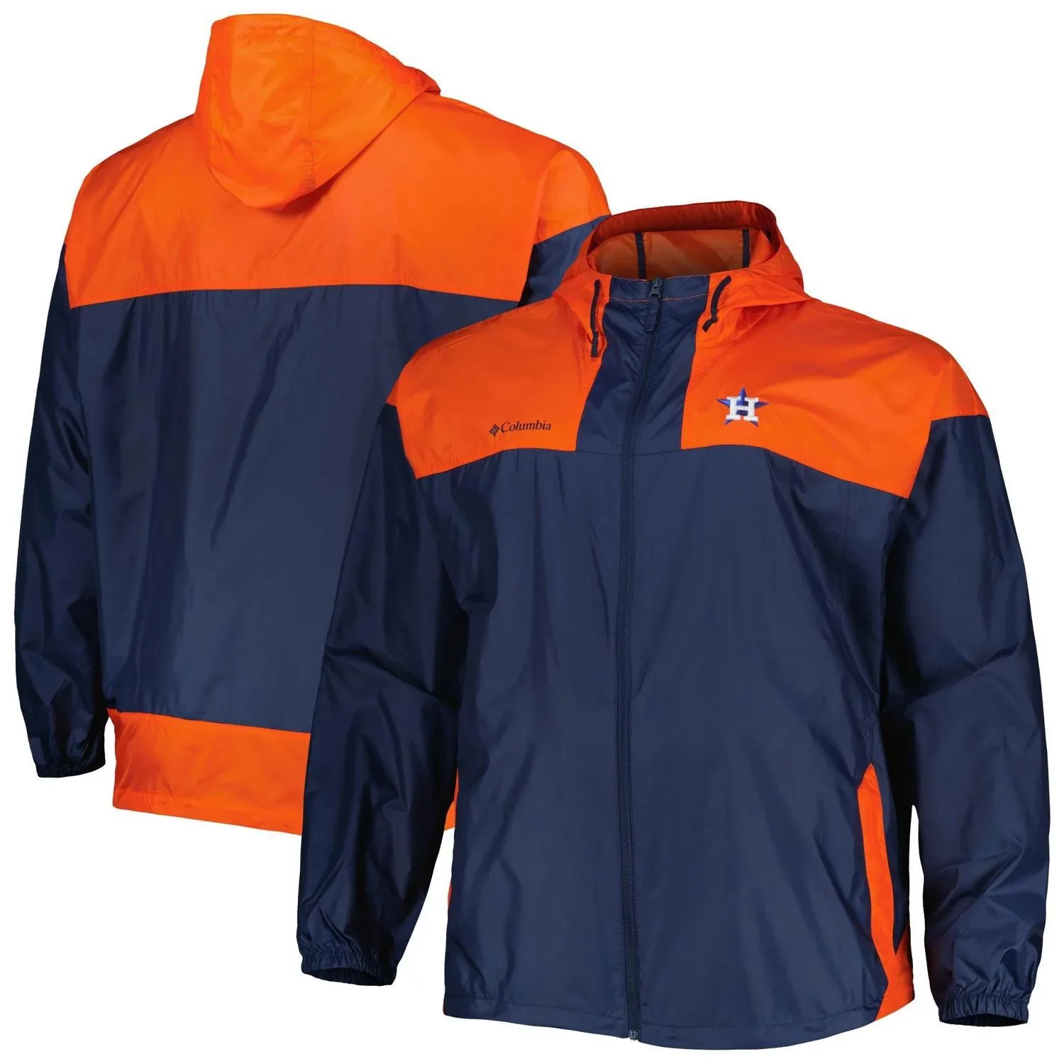 Men's Columbia Navy Houston Astros Flash Forward Challenger Omni-Shade Full-Zip Windbreaker