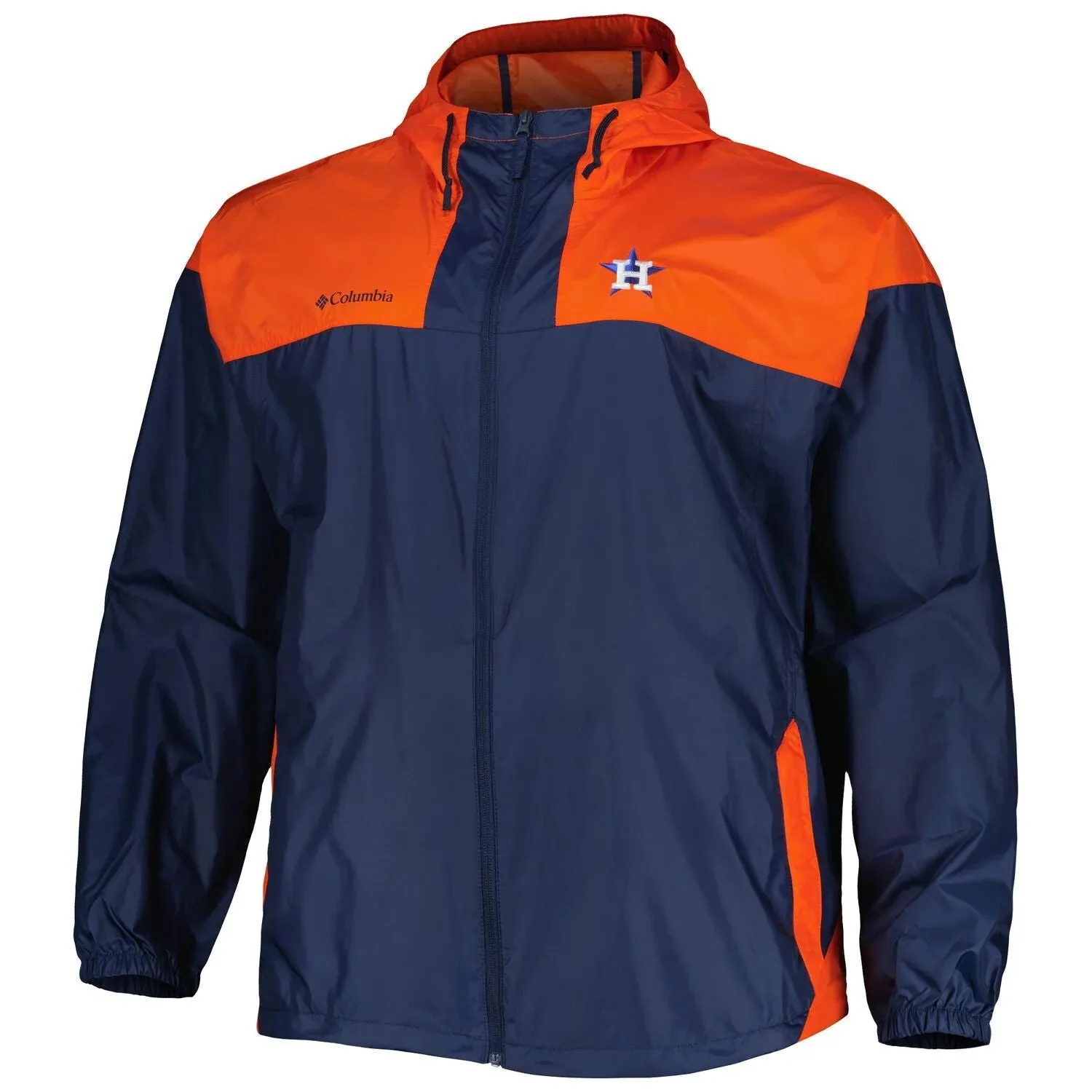 Men's Columbia Navy Houston Astros Flash Forward Challenger Omni-Shade Full-Zip Windbreaker