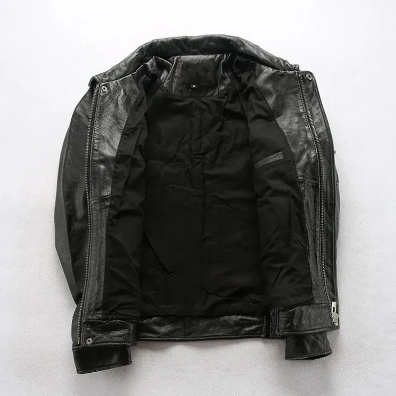 Men's Cowhide Leather Air Force Flight Jacket with Pockets