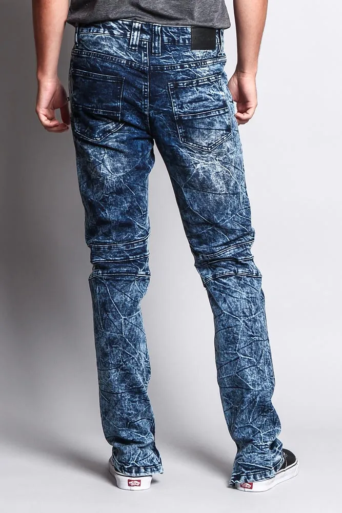 Men's Distressed Zipper Jeans