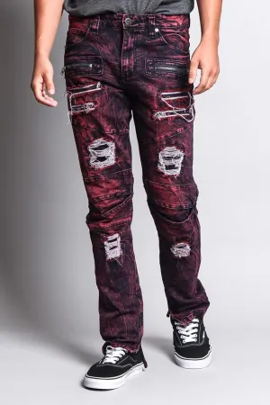 Men's Distressed Zipper Jeans