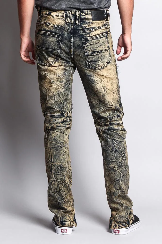 Men's Distressed Zipper Jeans