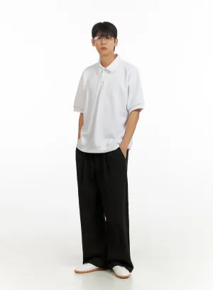 Men's Pintuck Wide Leg Trousers IU418