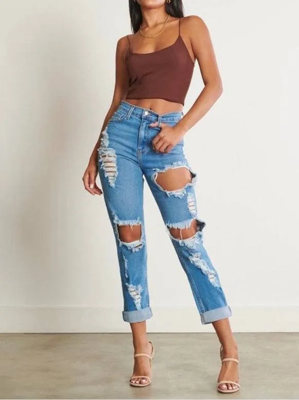 Mia Distressed Mom Jeans (light)