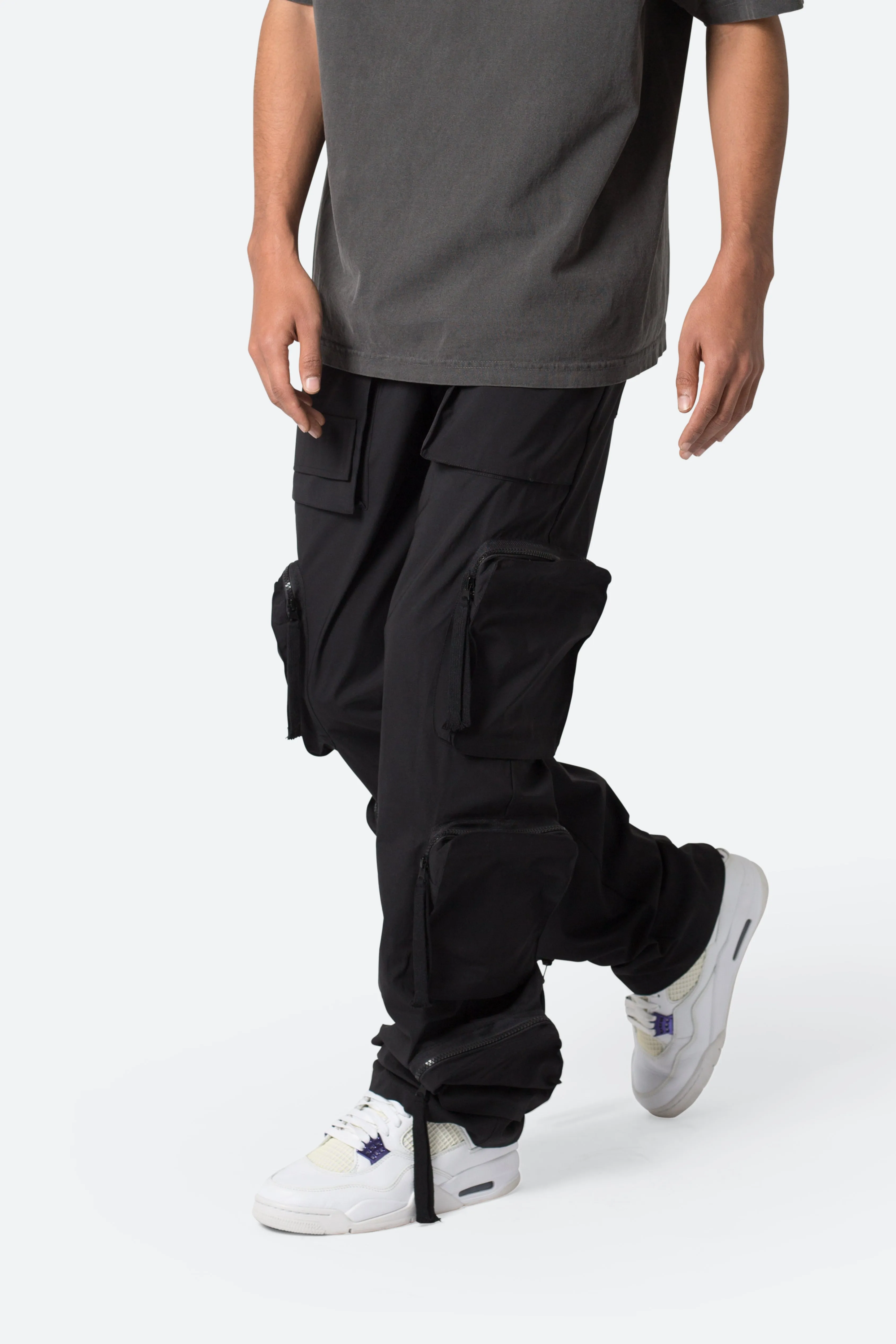 Multi Pocket Drawcord Pants - Black