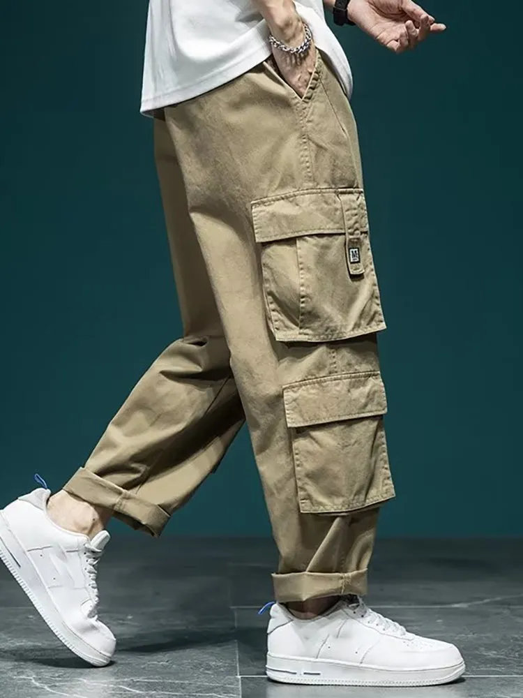 Multi-Pocket Work Pants Men'S Loose Straight Pants Outdoor Casual Pants