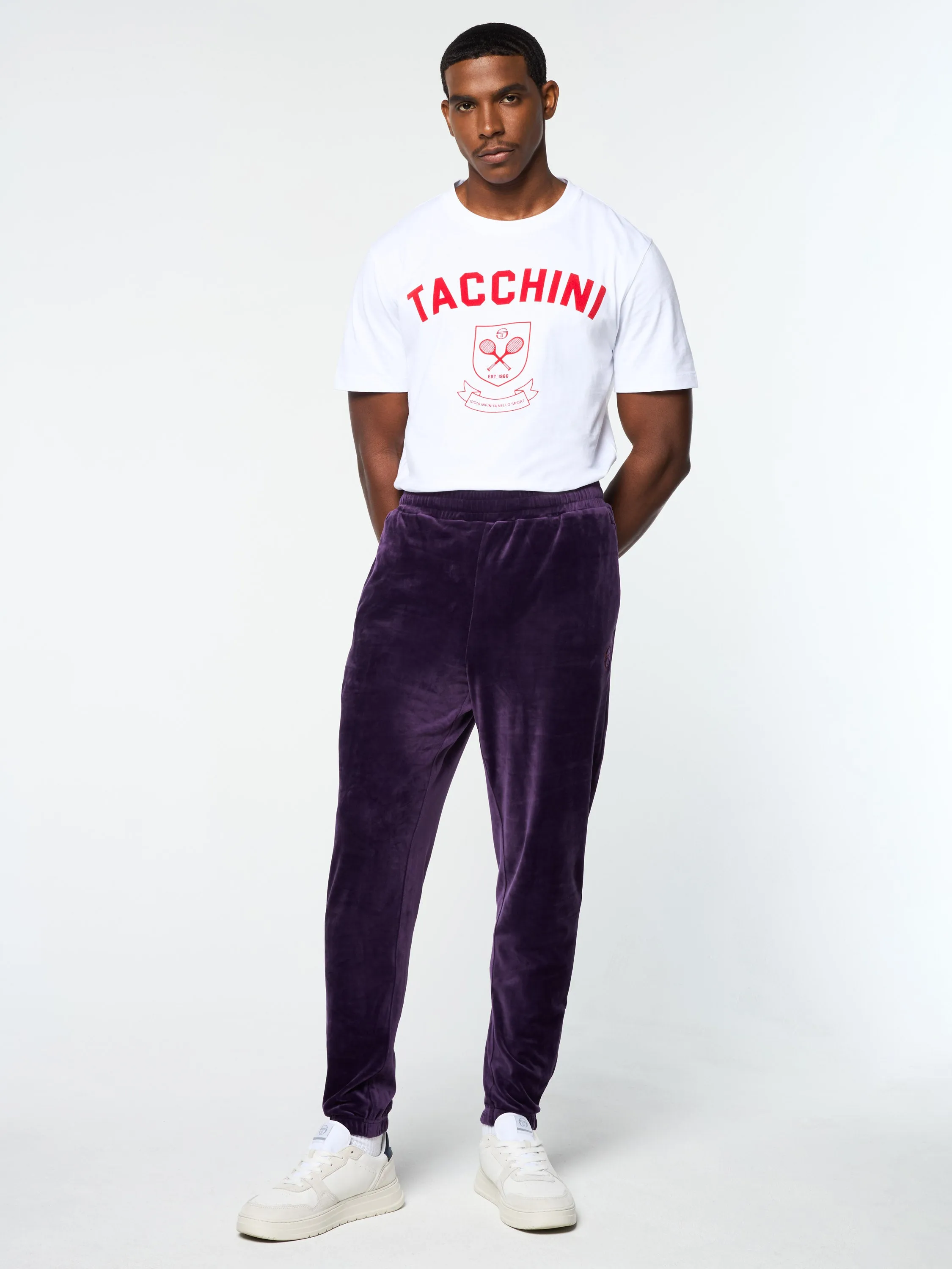 Ostuni Velour Track Pant- Blackberry Cordial