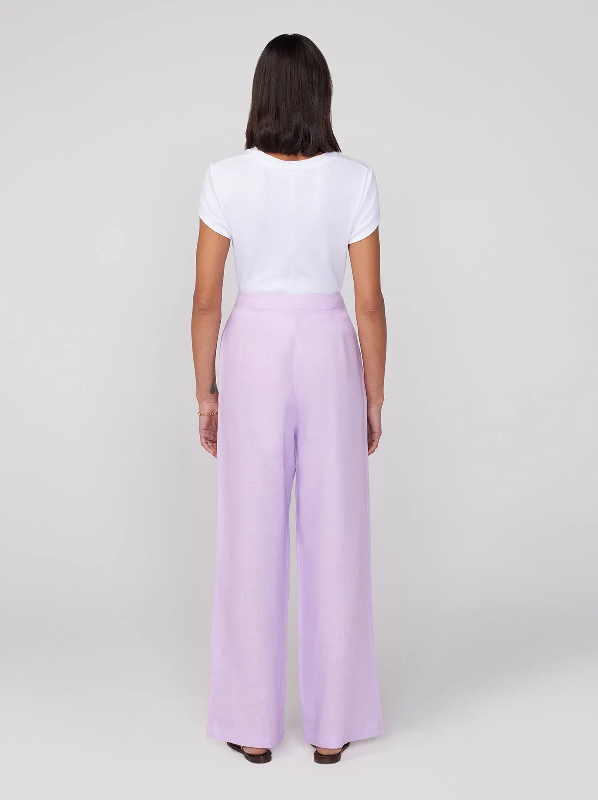 Phoenix Lilac Linen Wide Leg Trousers