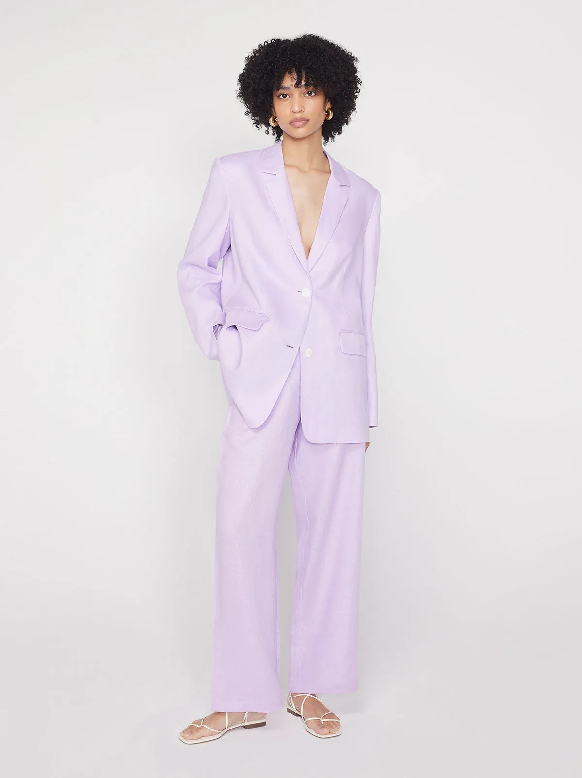 Phoenix Lilac Linen Wide Leg Trousers