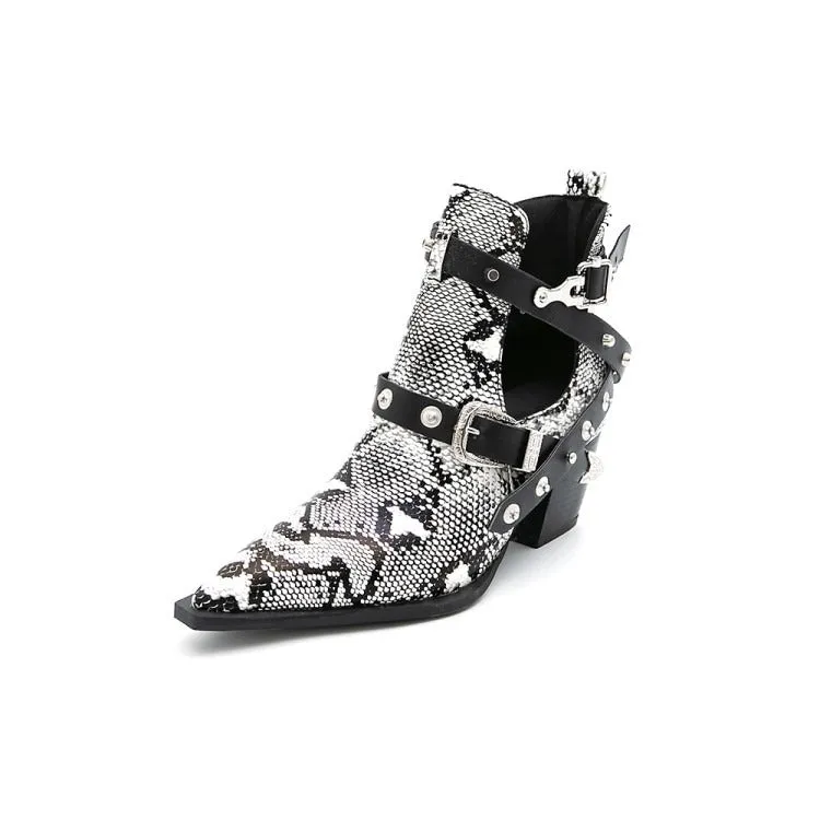 Pre Order:  Snakeskin Buckles Short Boots