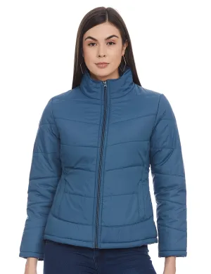 Qube By Fort Collins Women's Nylon Bomber Jacket (39231 SMU_Blue_XXL)