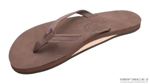 Rainbow Single Layer Premier Leather with Arch Support and a 1/2" Narrow Strap Sandals - Expresso