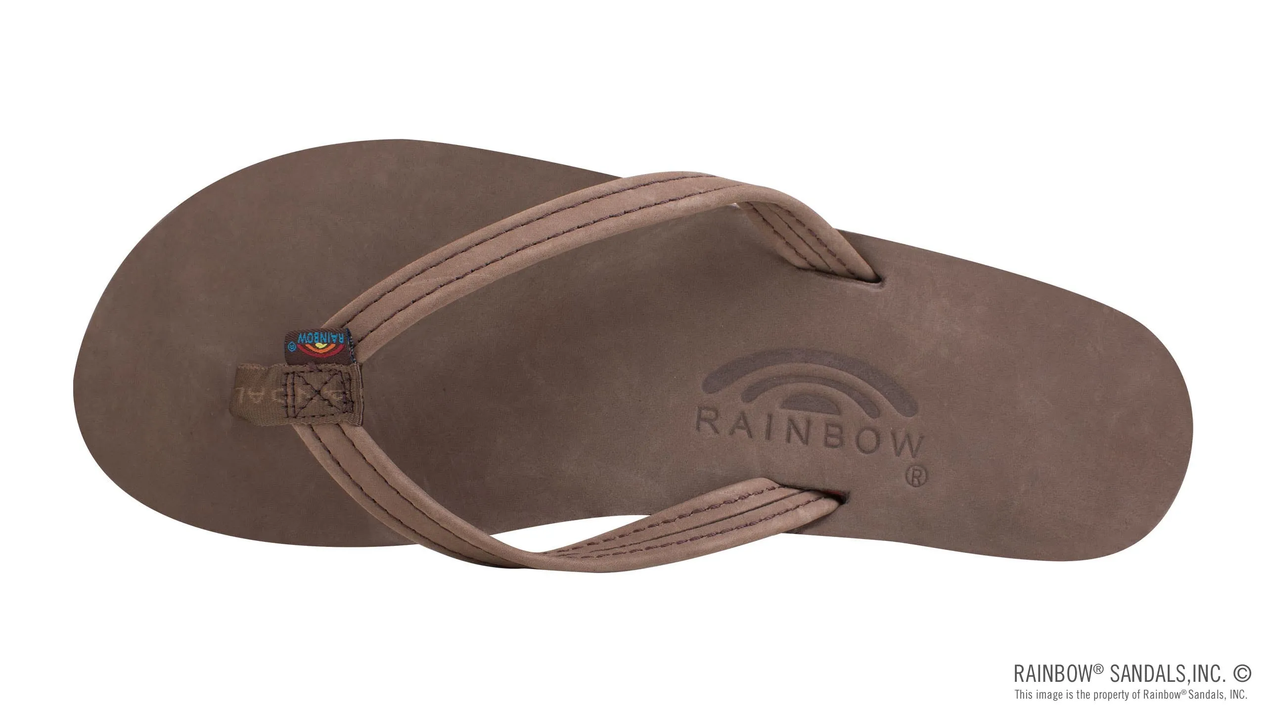 Rainbow Single Layer Premier Leather with Arch Support and a 1/2" Narrow Strap Sandals - Expresso