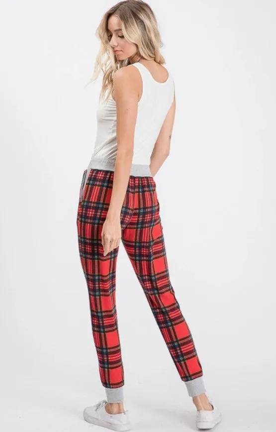 Red Plaid Holiday Joggers - #5965-5970