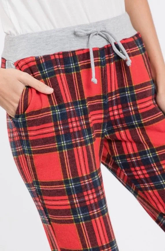 Red Plaid Holiday Joggers - #5965-5970