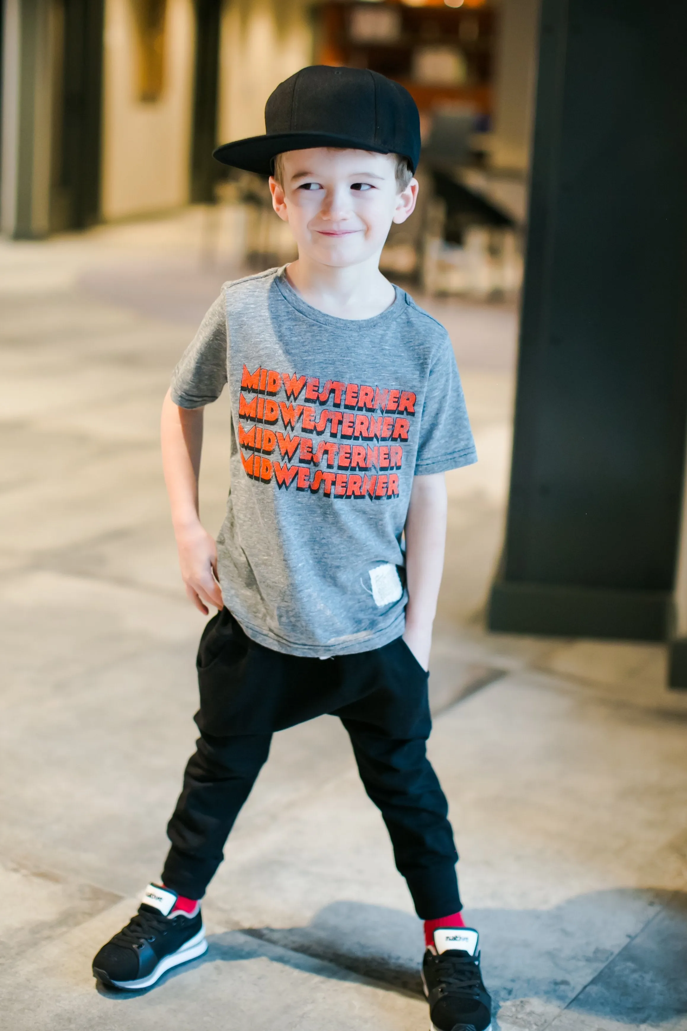 Retro Brand - Kids' Midwesterner Tee in Heather Grey