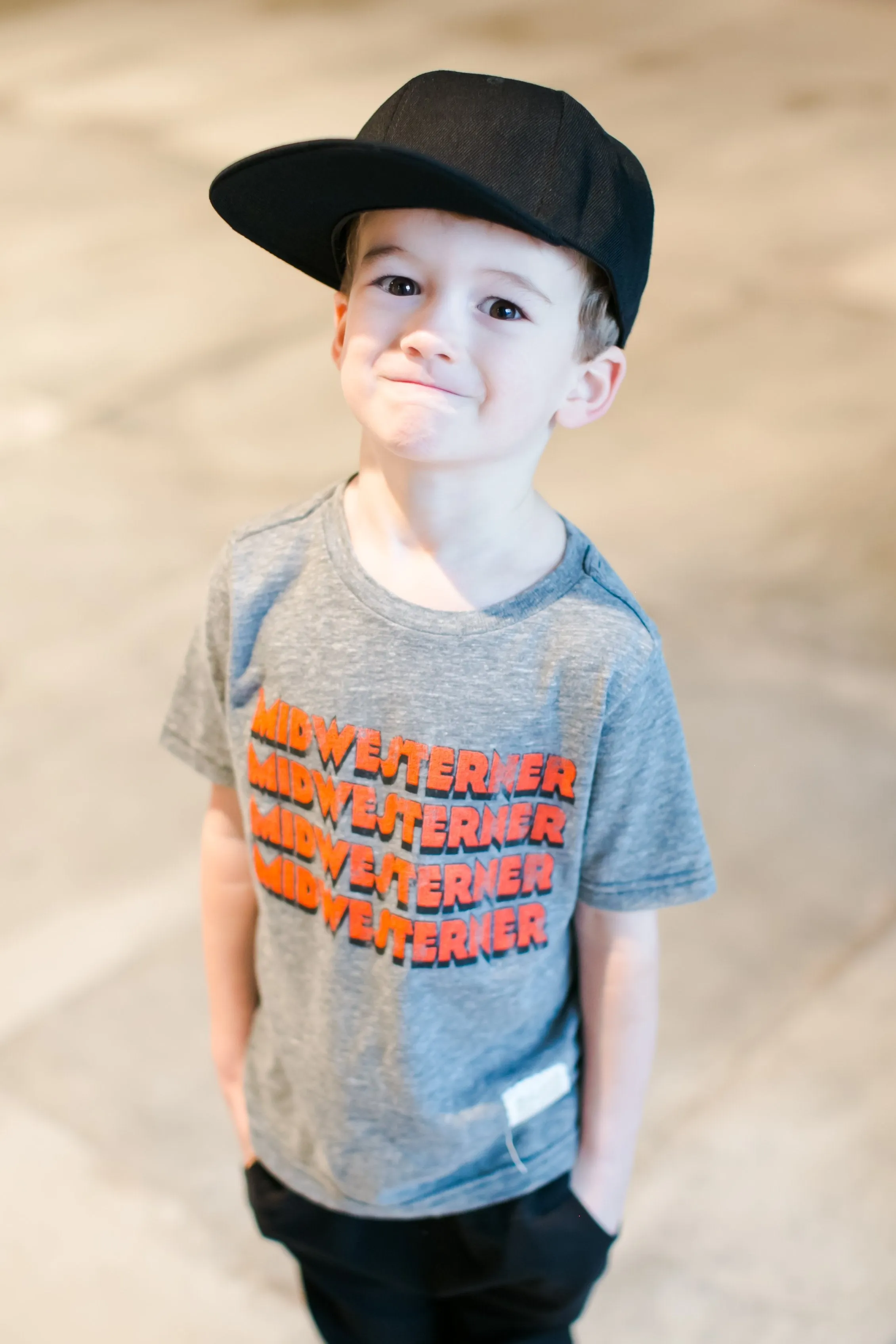 Retro Brand - Kids' Midwesterner Tee in Heather Grey