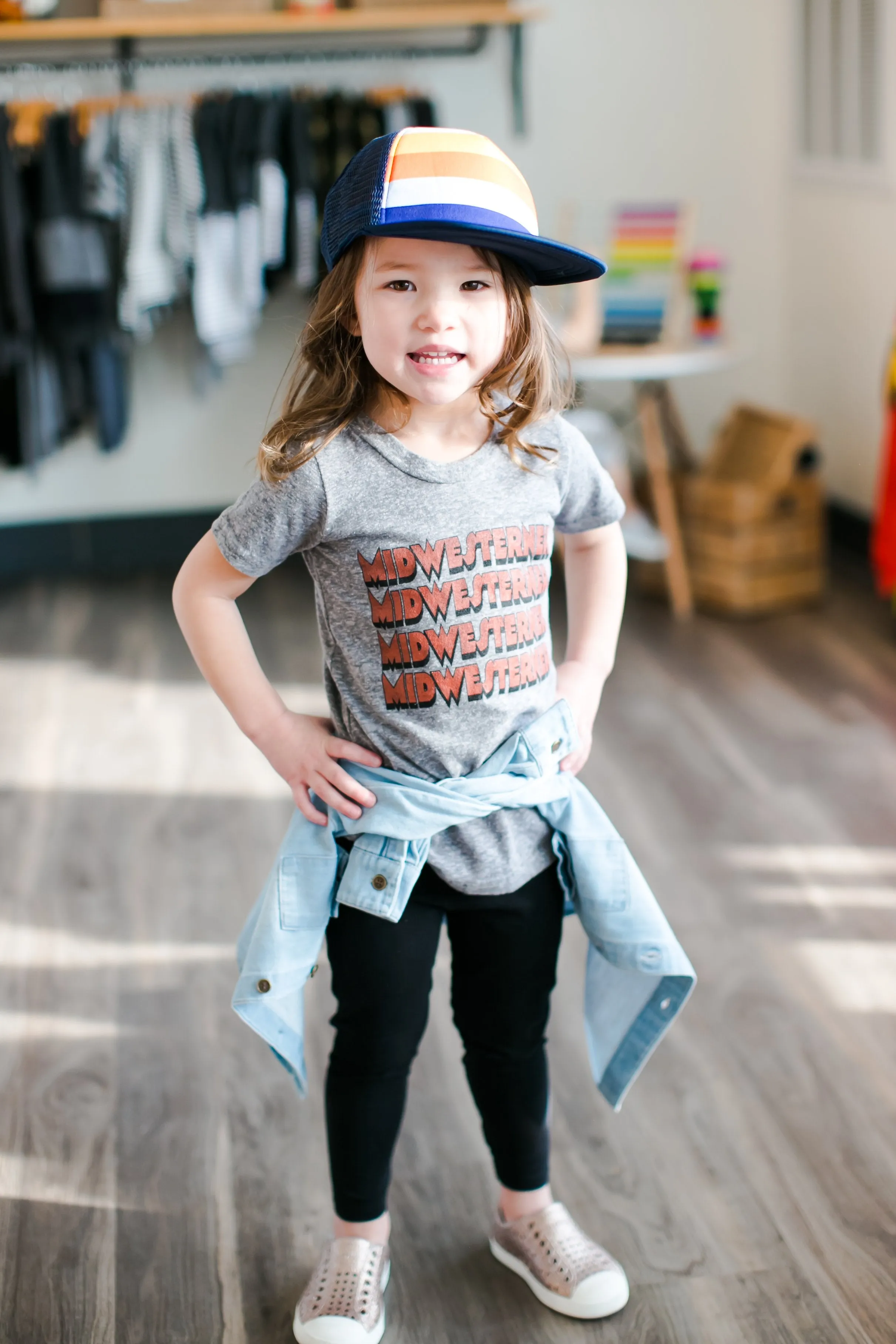 Retro Brand - Kids' Midwesterner Tee in Heather Grey