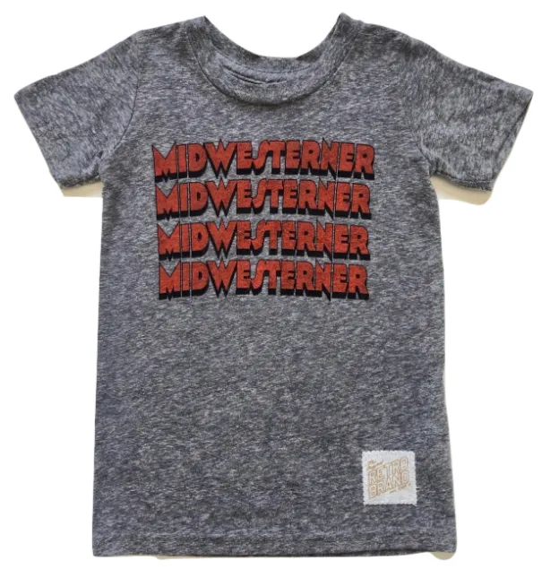 Retro Brand - Kids' Midwesterner Tee in Heather Grey