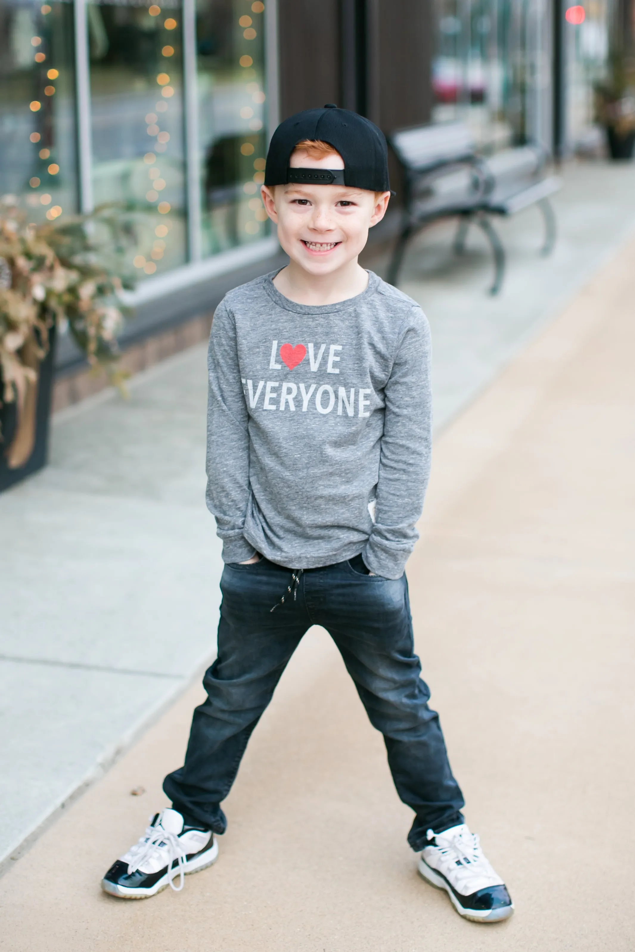 Retro Brand - Love Everyone Long-Sleeve Tee in Heather Grey (2T)