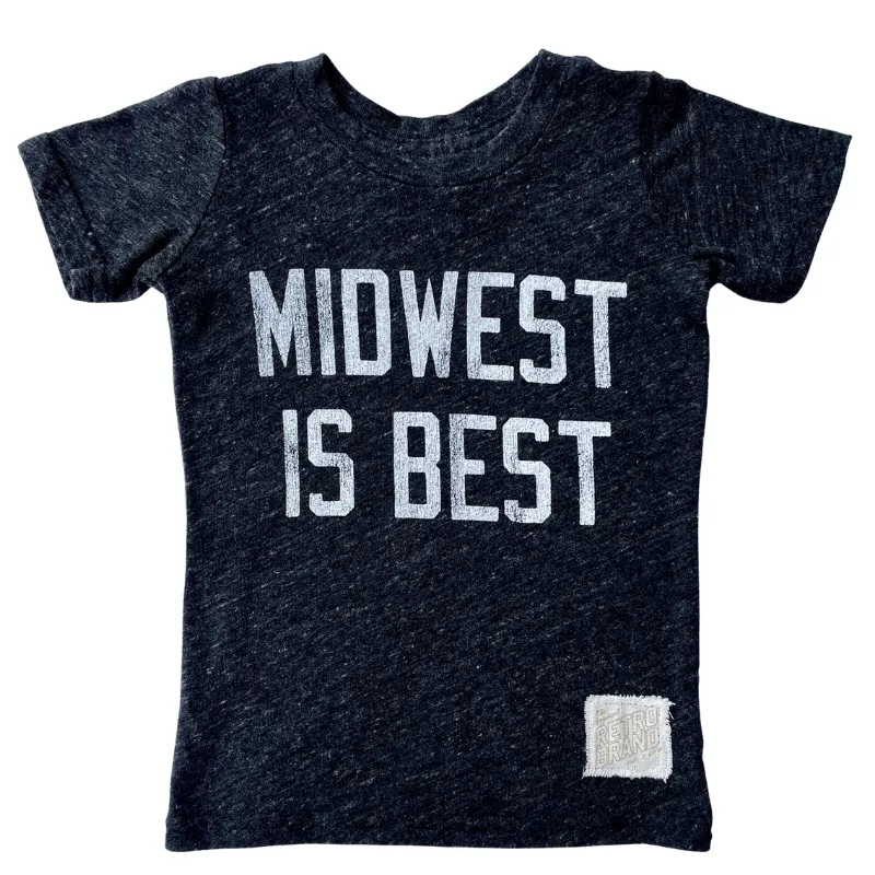 Retro Brand - Midwest Is Best SLIM Tee in Charcoal