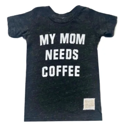 Retro Brand -  My Mom Needs Coffee Slim Tee in Charcoal