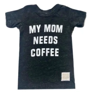 Retro Brand -  My Mom Needs Coffee Slim Tee in Charcoal