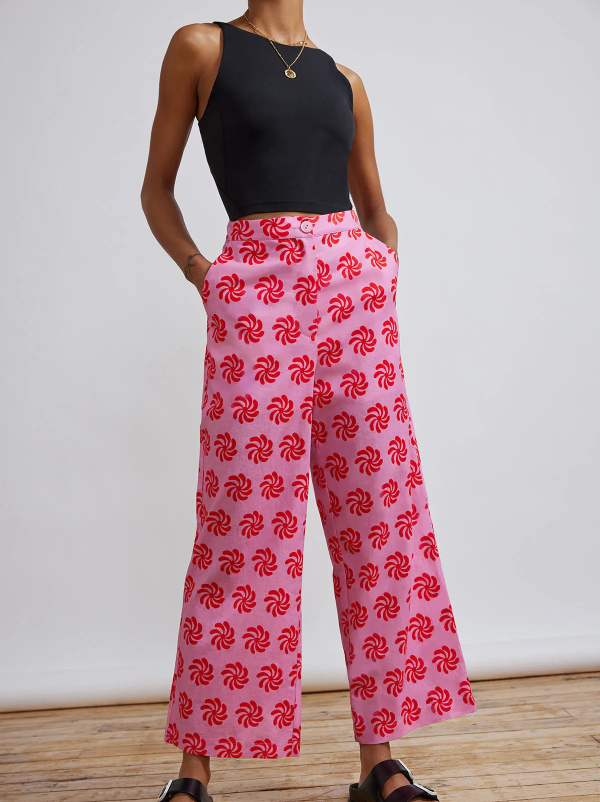 Romina Pink Geo Floral Trousers